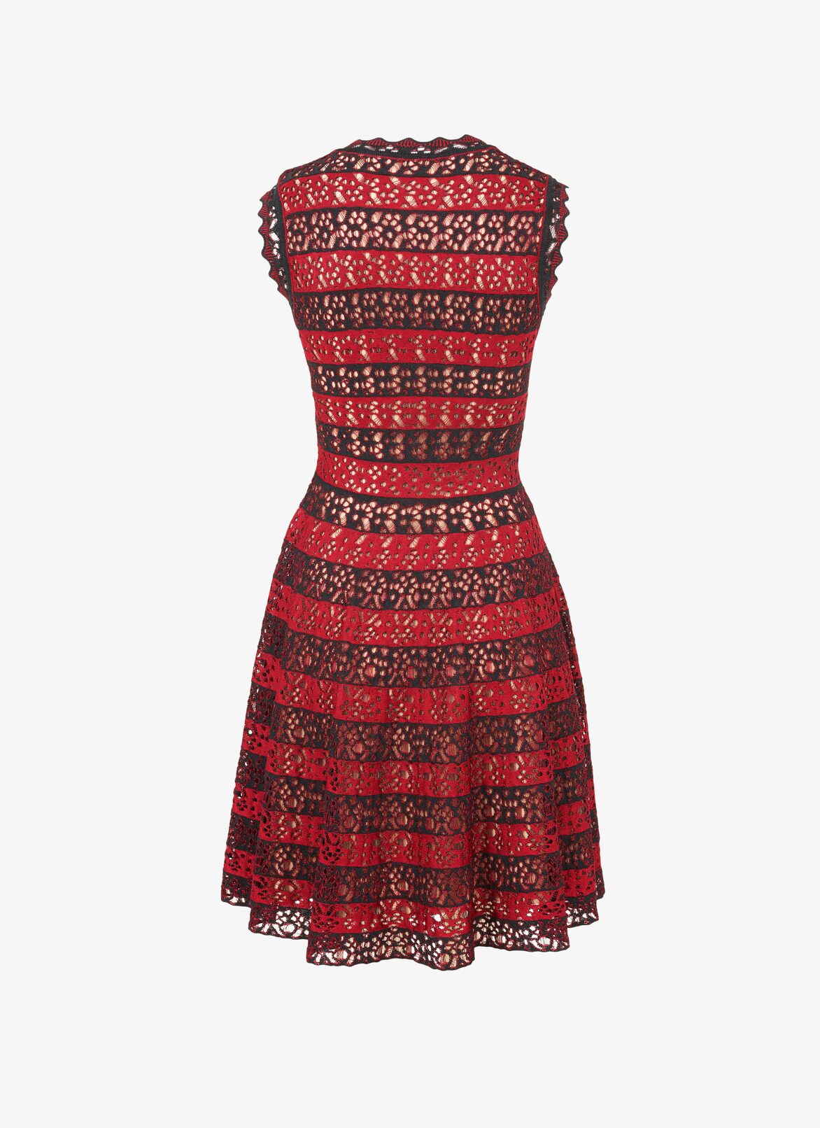 Flared Knitted Dress ALAÏA BLACK/RED FLARED KNITTED DRESS